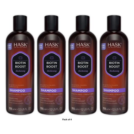 Hask Biotin Boost Thickening Shampoo with Biotin, Collagen and Coffee - 12 fl oz (Pack of 4)
