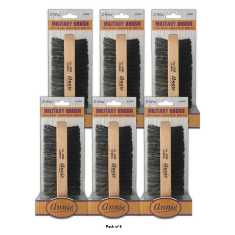Annie 2 Way Military Brush Two Sided 100% Boar Reinforced 2068 (Pack of 6)