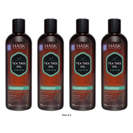HASK Tea Tree & Rosemary Oil Invigorating Shampoo 12 Oz (Pack of 4)