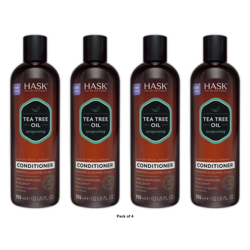 HASK Tea Tree Oil and Rosemary Invigorating Conditioner 12 fl oz (Pack of 4)