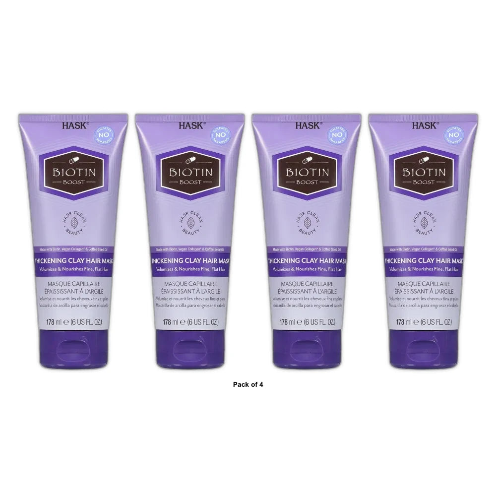 Hask Biotin Boost Thickening Clay Hair Mask 6 Oz (Pack of 4)