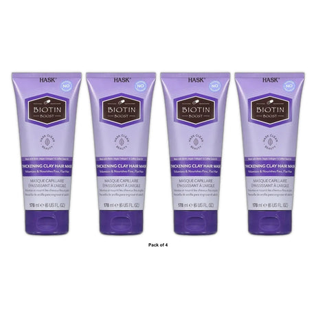 Hask Biotin Boost Thickening Clay Hair Mask 6 Oz (Pack of 4)