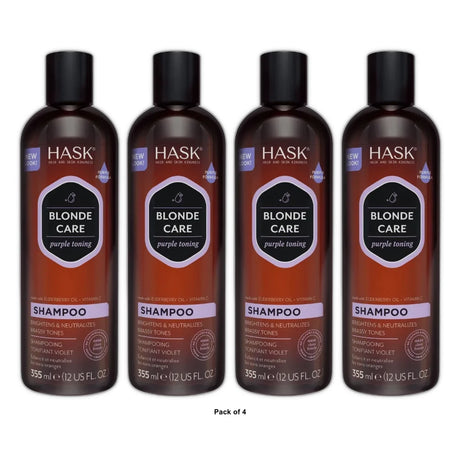 Hask Blonde Care Purple Toning Shampoo 12 fl oz. (Pack of 4)