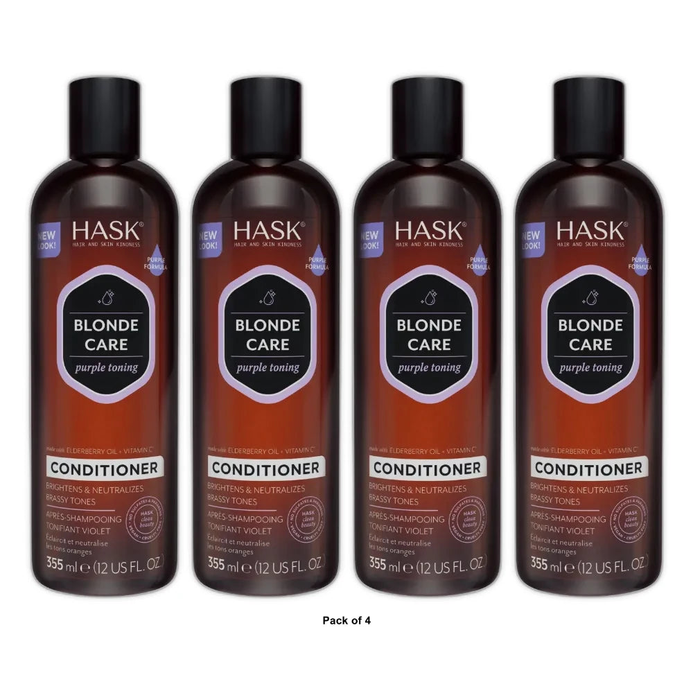 Hask Blonde Care Purple Toning Conditioner 12 fl oz (Pack of 4)