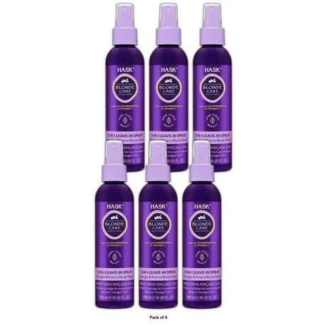 HASK Blonde Care Sulfate-Free Purple Toning 5-in-1 Leave-In Spray 6 Oz (Pack of 6)