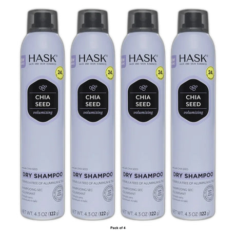 HASK Volumizing Aluminum-Free Dry Shampoo with Chia Seed Net WT 4.3oz (Pack of 4)