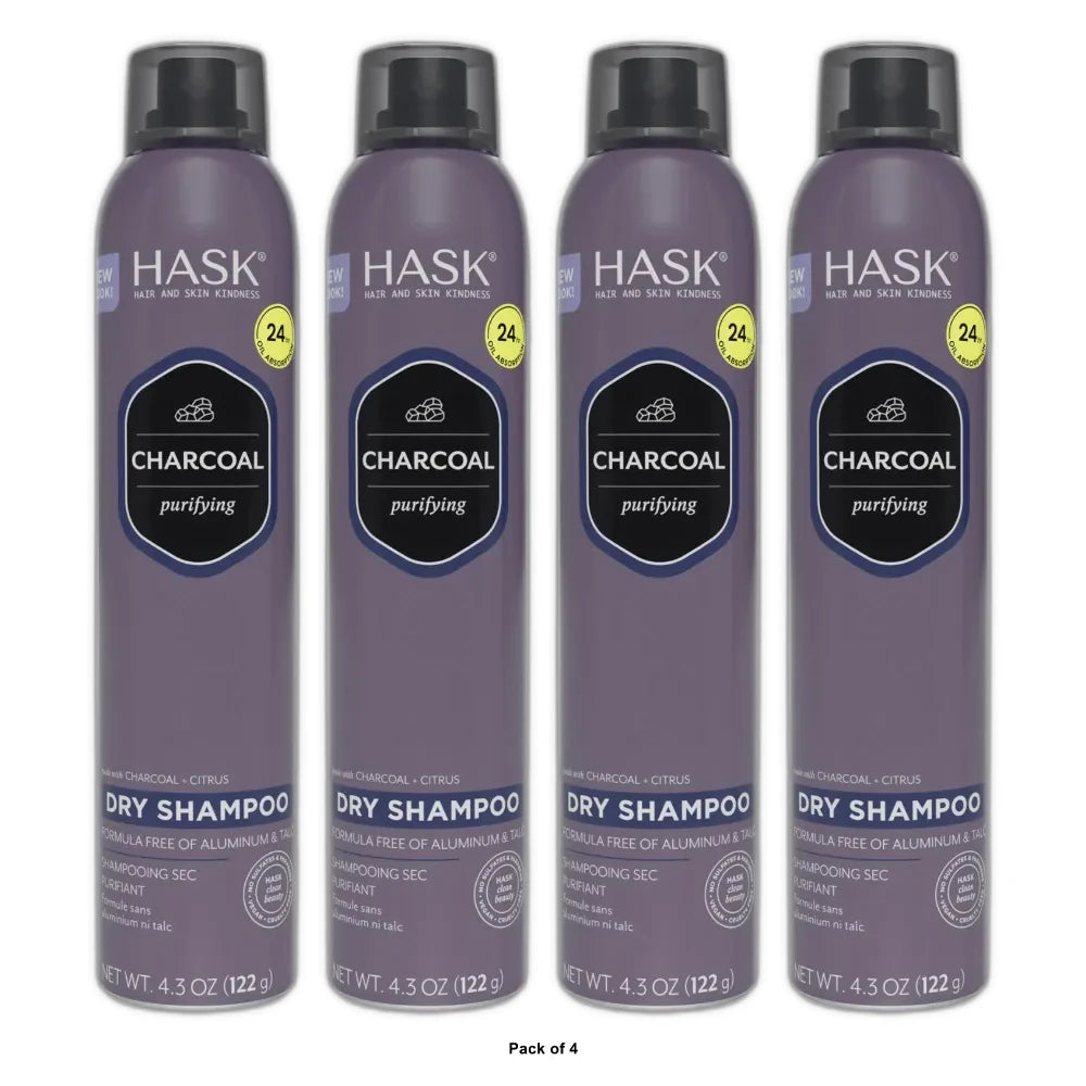 Hask Charcoal Purifying Dry Shampoo - 4.3oz (Pack of 4)
