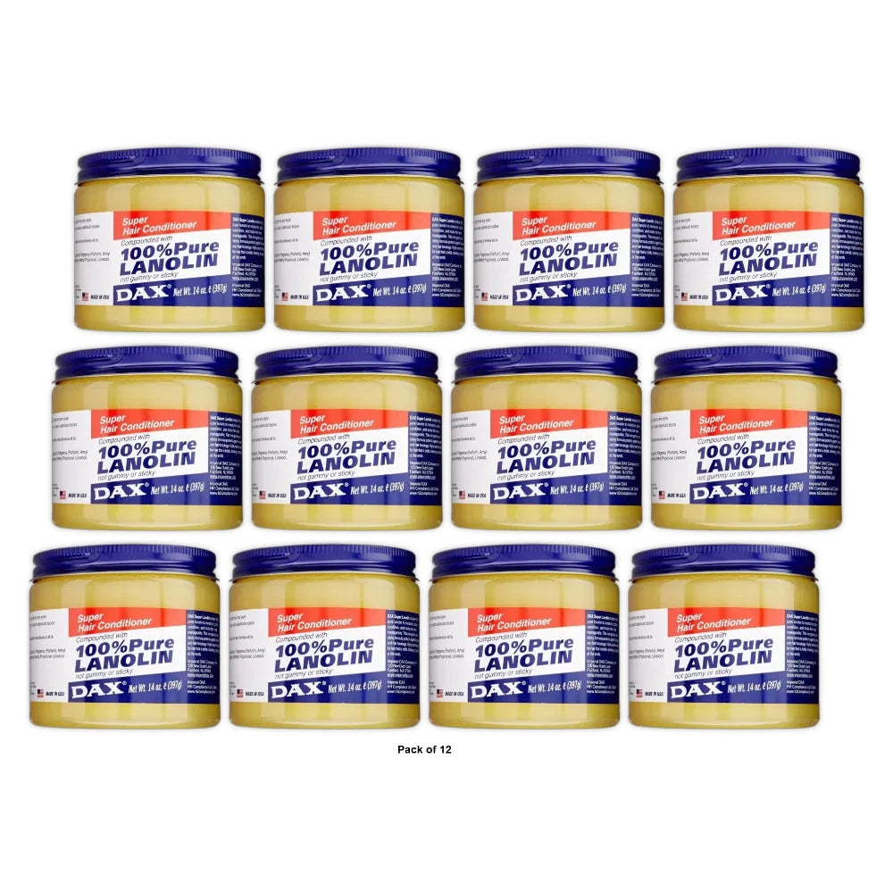 Dax 100% Super Pure Lanolin Hair Conditioner Jar - Ounces 14 Oz (Pack of 12)