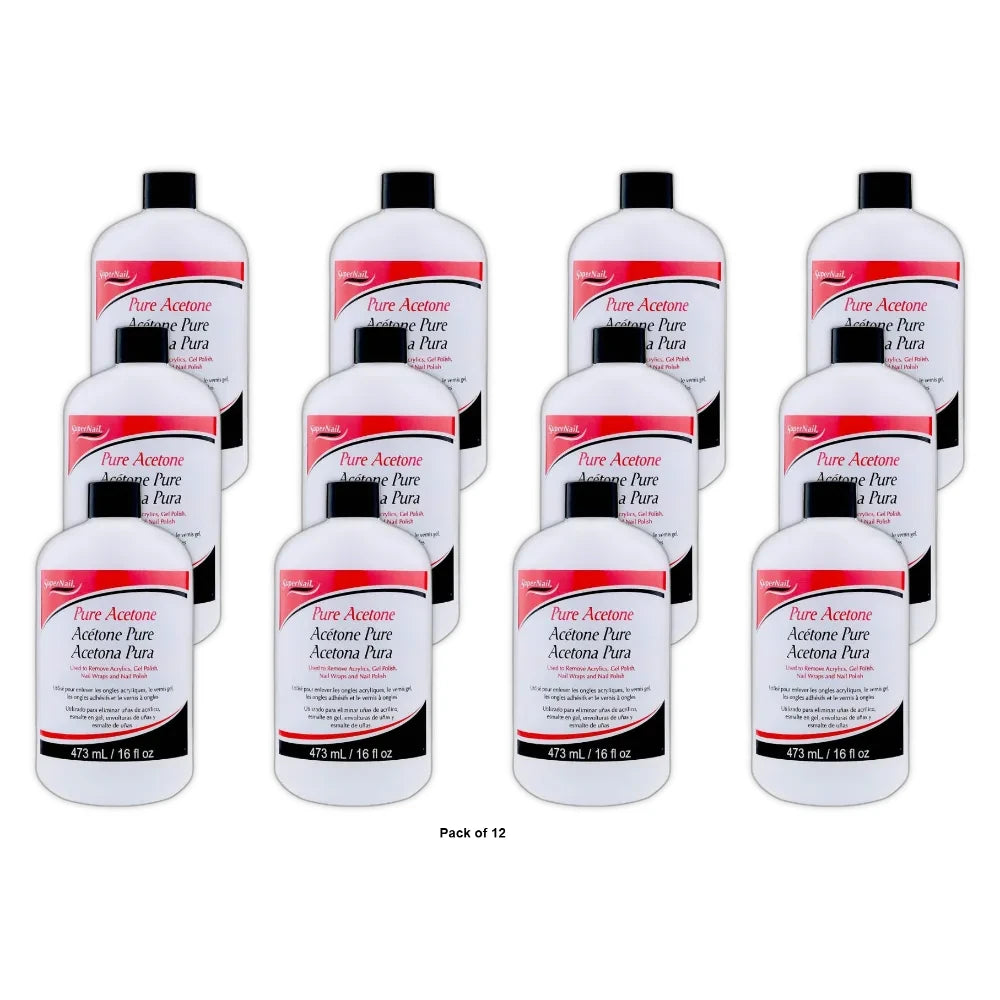 Super Nail Pure Acetone 32 oz (Pack of 12)