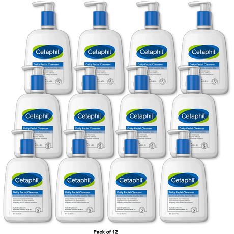 Cetaphil Daily Facial Cleanser Liquid Oily and Sensitive Skin 16Oz (Pack of 12)