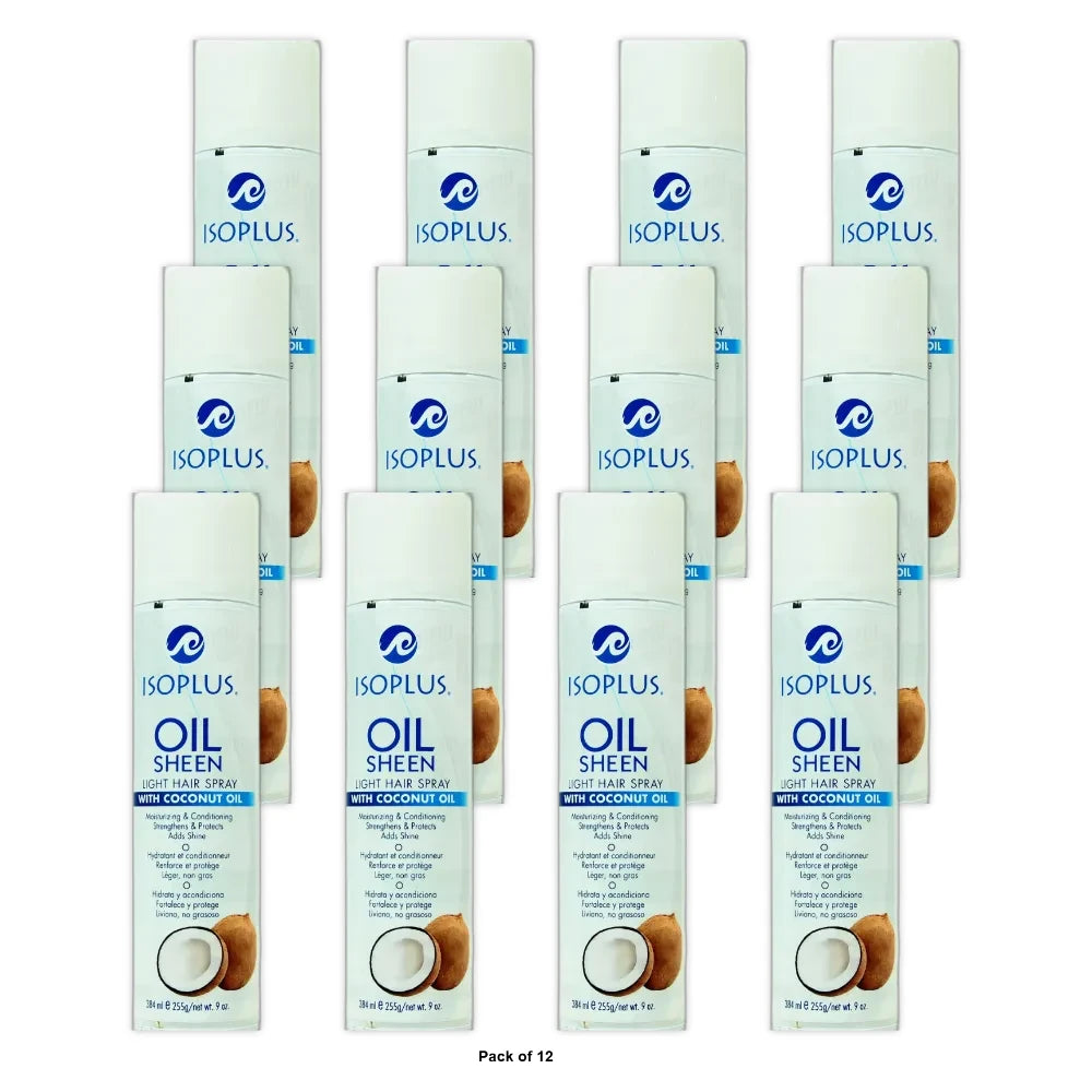 Isoplus Coconut Oil Sheen Light Hair Spray 9 oz. (Pack of 12)