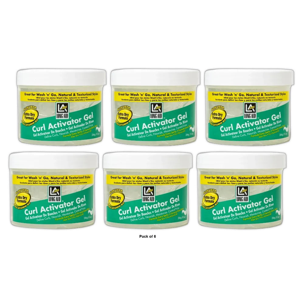 Ampro Long-Aid Activator Gel Hair Gel Extra Dry 10 oz (Pack of 6)