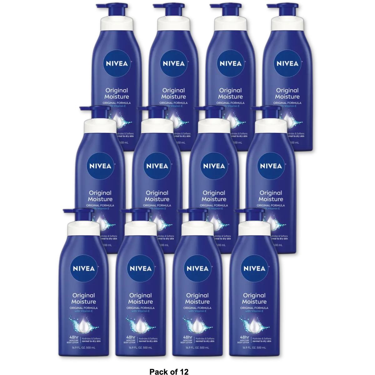 Nivea Original Moisture Body Lotion For Normal To Dry Skin 16.9Oz (Pack of 12)