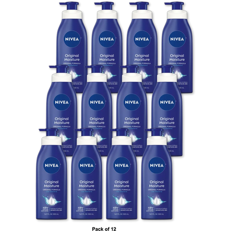 Nivea Original Moisture Body Lotion For Normal To Dry Skin 16.9Oz (Pack of 12)