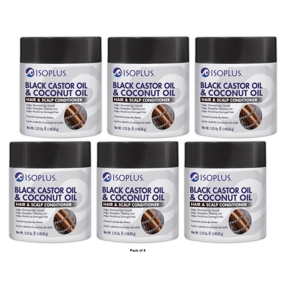 ISOPLUS Black Castor Oil Coconut Oil Hair Scalp Conditioner (5.25 oz) (Pack of 6)