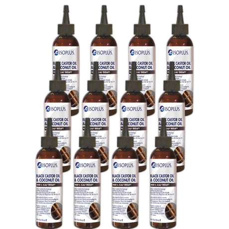 ISOPLUS - Black Castor Oil Coconut Oil Hair Scalp Therapy 4 Oz (Pack of 12)