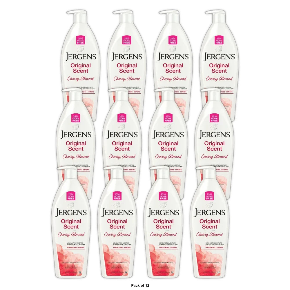 Jergens Original Scent with Cherry Almond Body Lotion Dry Skin Body Moisturizer 26.5. Oz (Pack of 6)