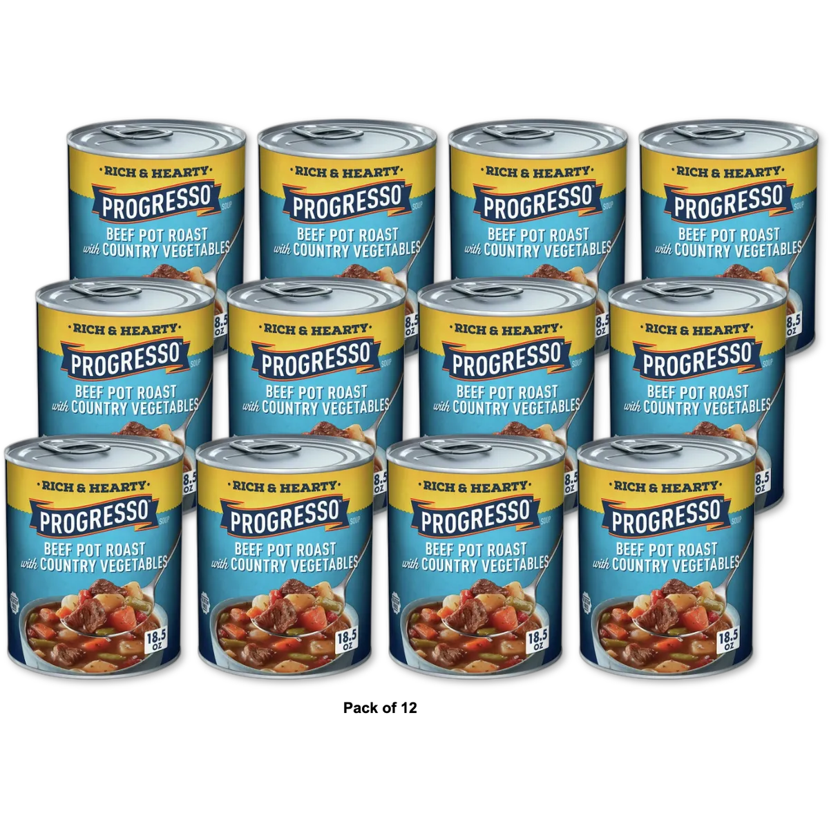 Progresso Rich and Hearty Beef Pot Roast with Country Vegetables Soup 18.5Oz (Pack of 12)