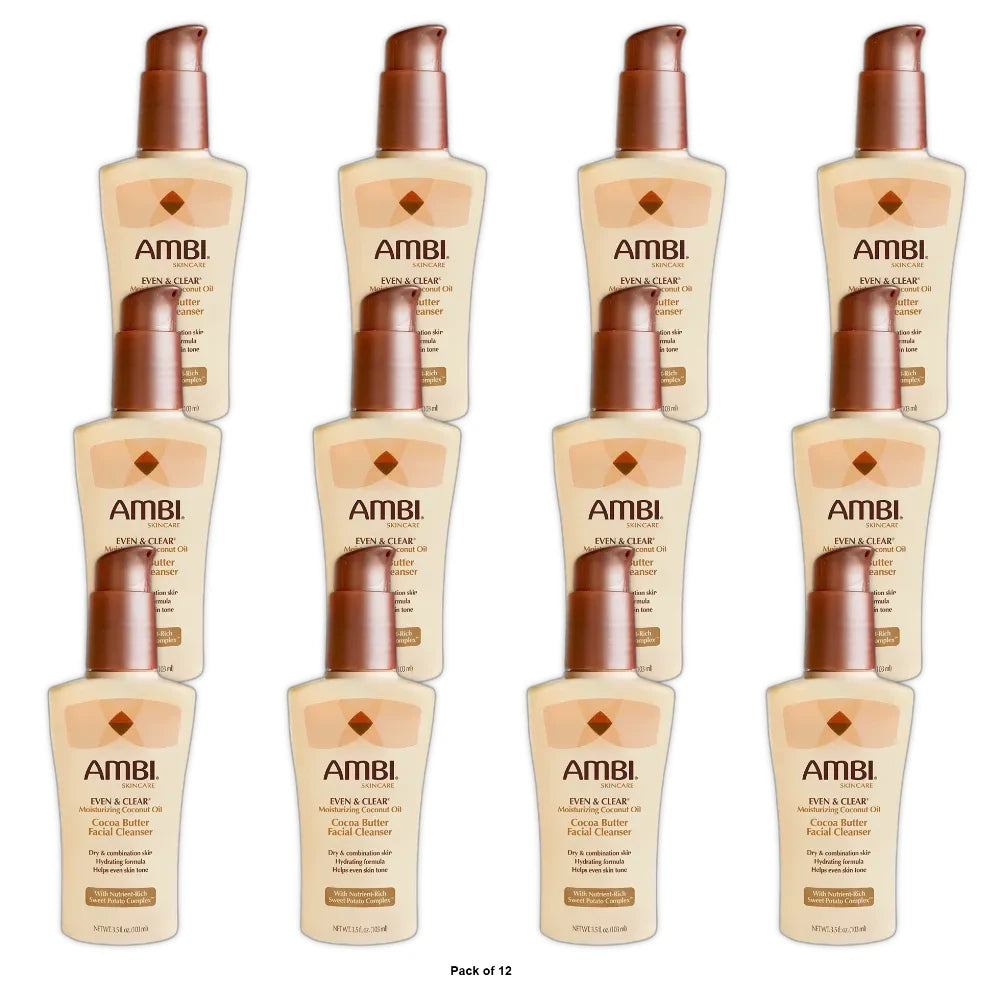 AMBI - Skin Care Even & Clear Moisturizing Coconut Oil Cocoa Butter Facial Clean 3.5. Oz (Pack of 12)