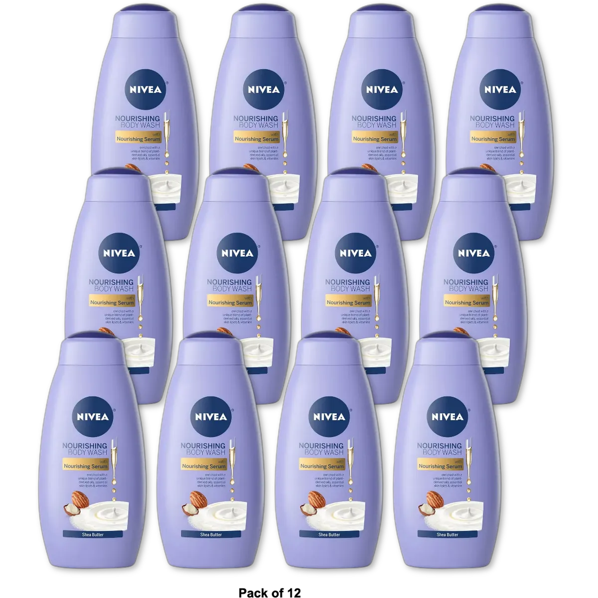 Nivea Shea Butter Nourishing Body Wash for Dry Skin 20Oz (Pack of 12)