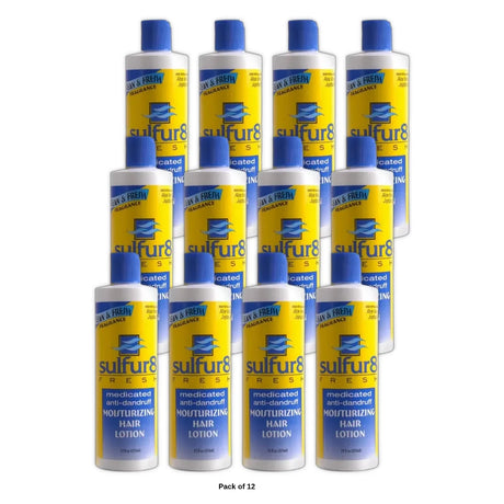 Sulfur 8 - Fresh Medicated Anti-Dandruff Moisturizing Hair Lotion 12 fl Oz (Pack of 12)