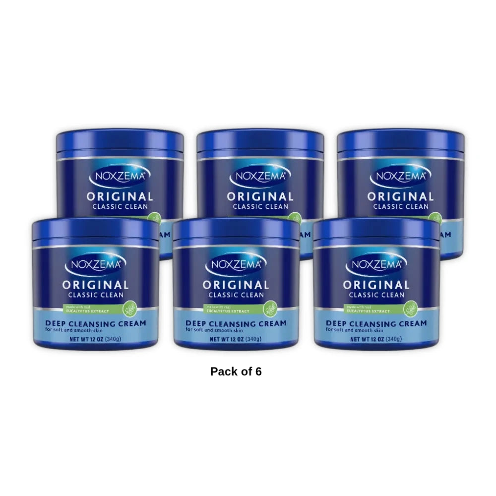 Noxzema Original Facial Cleanser Cream Daily Deep Face Cleansing for All Skin T 12 Oz (Pack of 6)