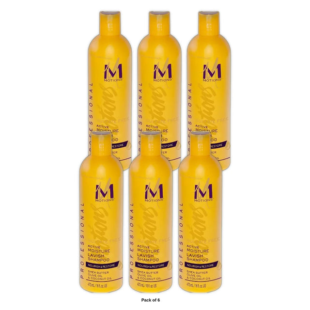 MOTIONS - Sulfate Free Active Moisture Lavish Shampoo 16 Oz (Pack of 6)