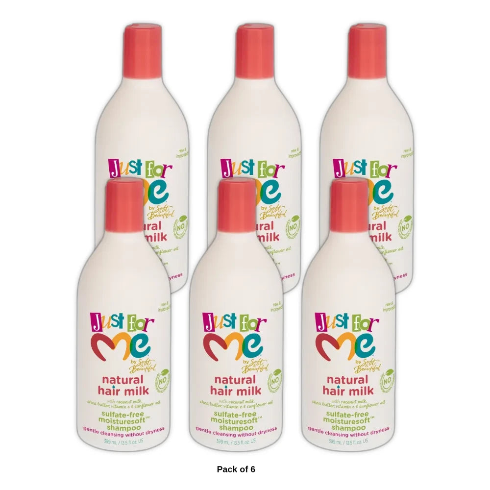 Just for Me Natural Hair Milk Sulfate-Free Shampoo 13.5 fl. oz. Bottle Moisturizing(Pack of 6)