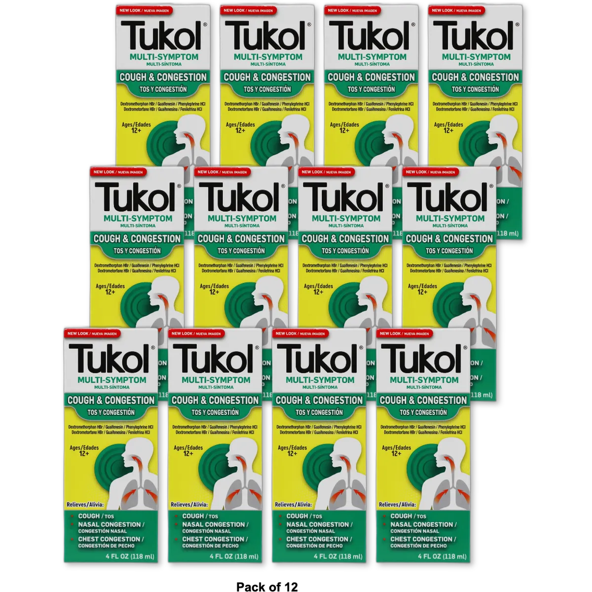 Tukol Adult Maximum Strength Multi Symptom Cold Syrup 4Oz (Pack of 12)