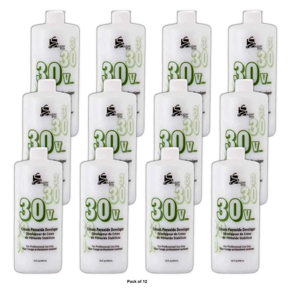 Superstar Stabilized Cream Peroxide Developer 30V HC 32 oz (Pack of 12)