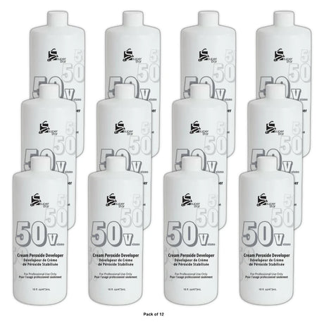 Cream Peroxide Developer 50 Volume (16 Oz) By Super Star (MRN50504) Hair Care (Pack of 12)