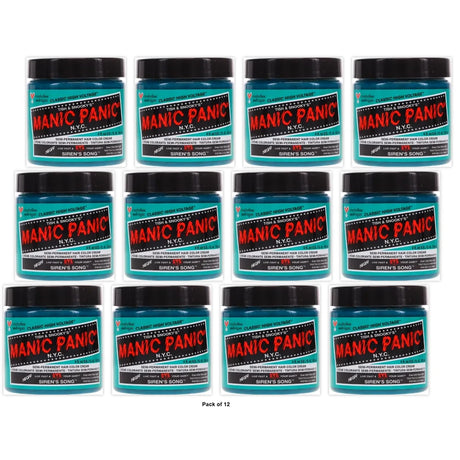 MANIC PANIC Classic Siren’s Song Semi Permanent Hair Color – Neon Blue-Green Hair Dye 4 Oz (Pack of 6)