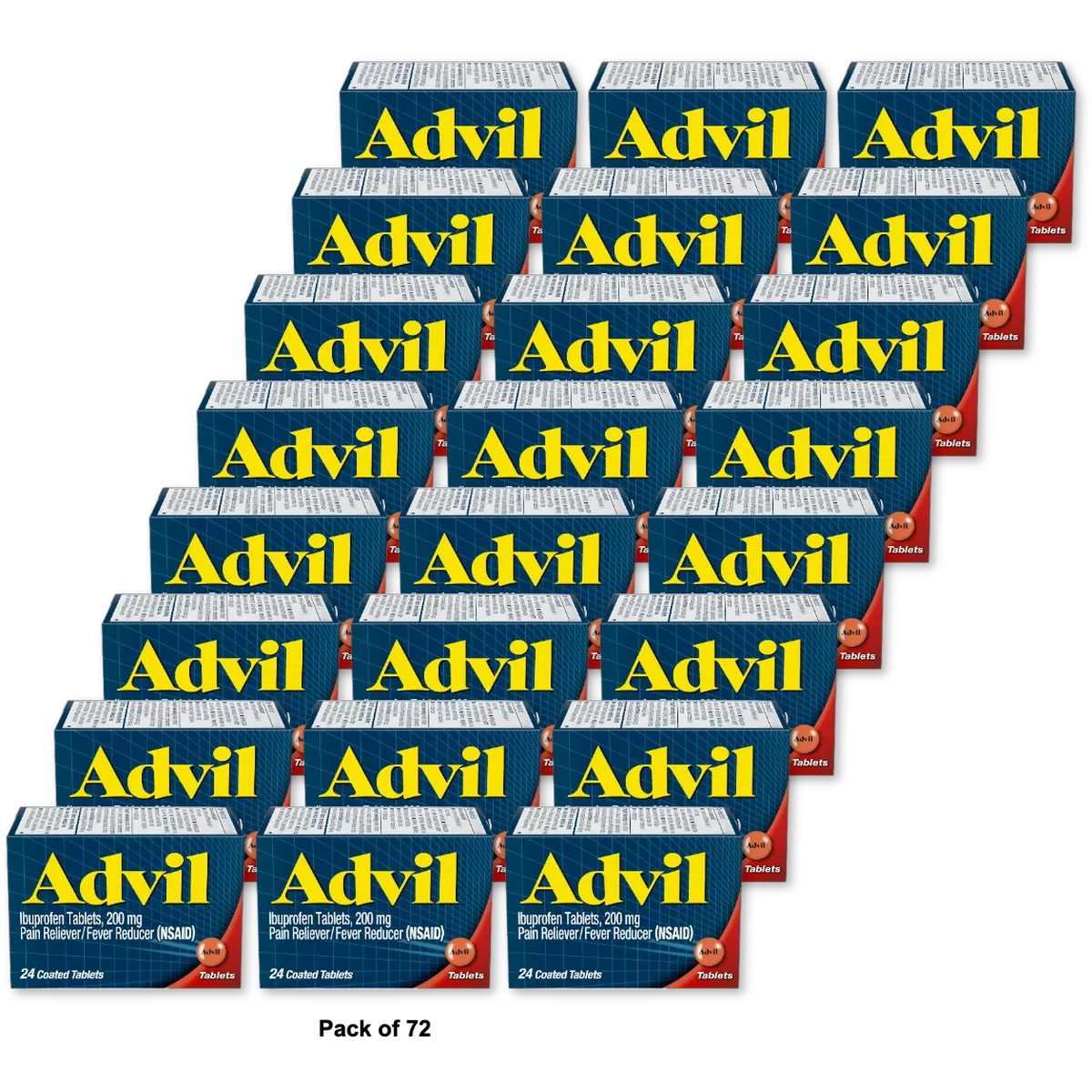 Advil Advanced Medicine For Pain And Fever Reducer Ibuprofen 200 Mg Tablets 0.8oz(Pack of 72)
