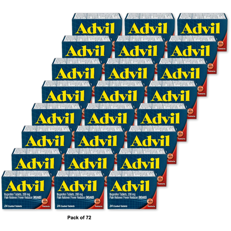 Advil Advanced Medicine For Pain And Fever Reducer Ibuprofen 200 Mg Tablets 0.8oz(Pack of 72)