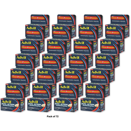 Advil Dual Action With Acetaminophen Caplet 1.83oz (Pack of 72)