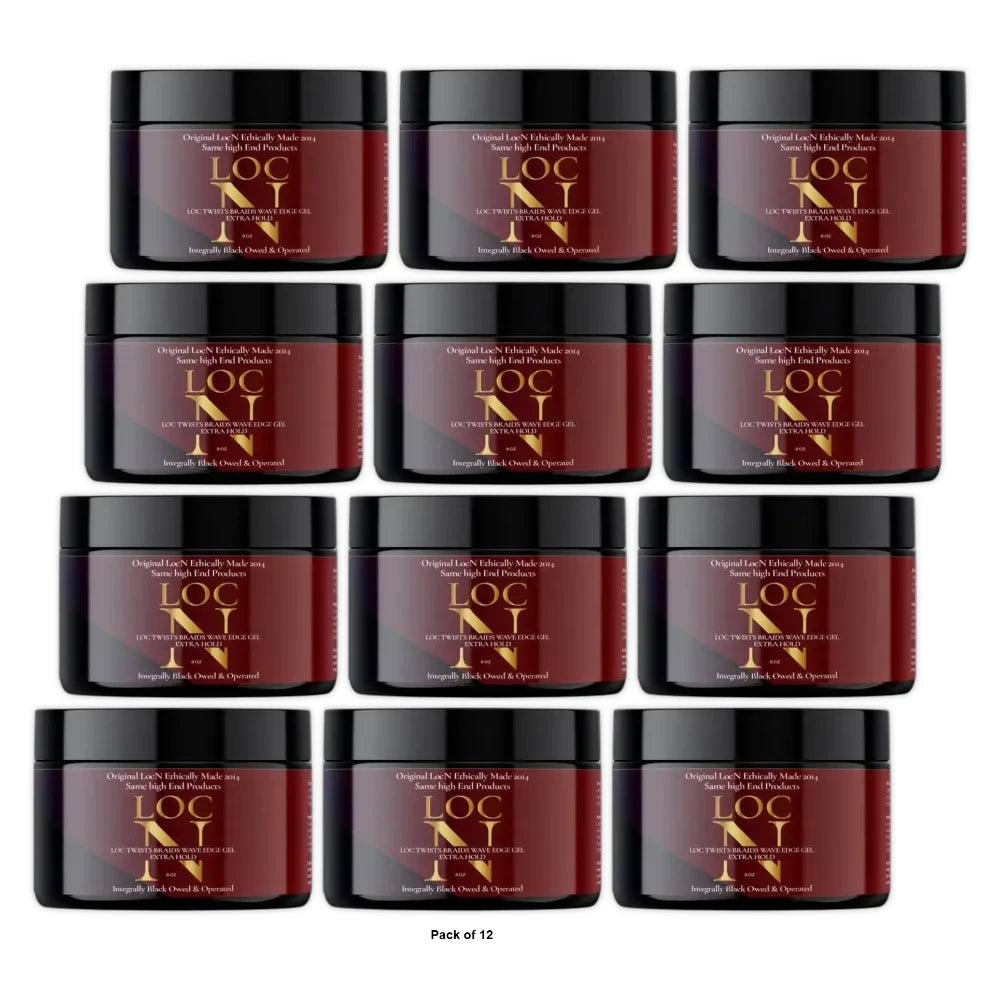 Loc N Twists Braids Wave Edge Gel - Extra Hold Hair Gel 8 oz Frizz Control (Pack of 12)