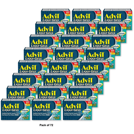 Advil Liquid Gels Minis Pain Reliever And Fever Reducer Liquid Filled Capsules 0.83oz (Pack of 72)