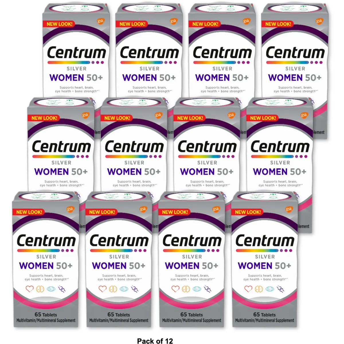 Centrum Silver Multivitamin for Women 50 Plus Supplement Tablets 5.29oz (Pack of 12)