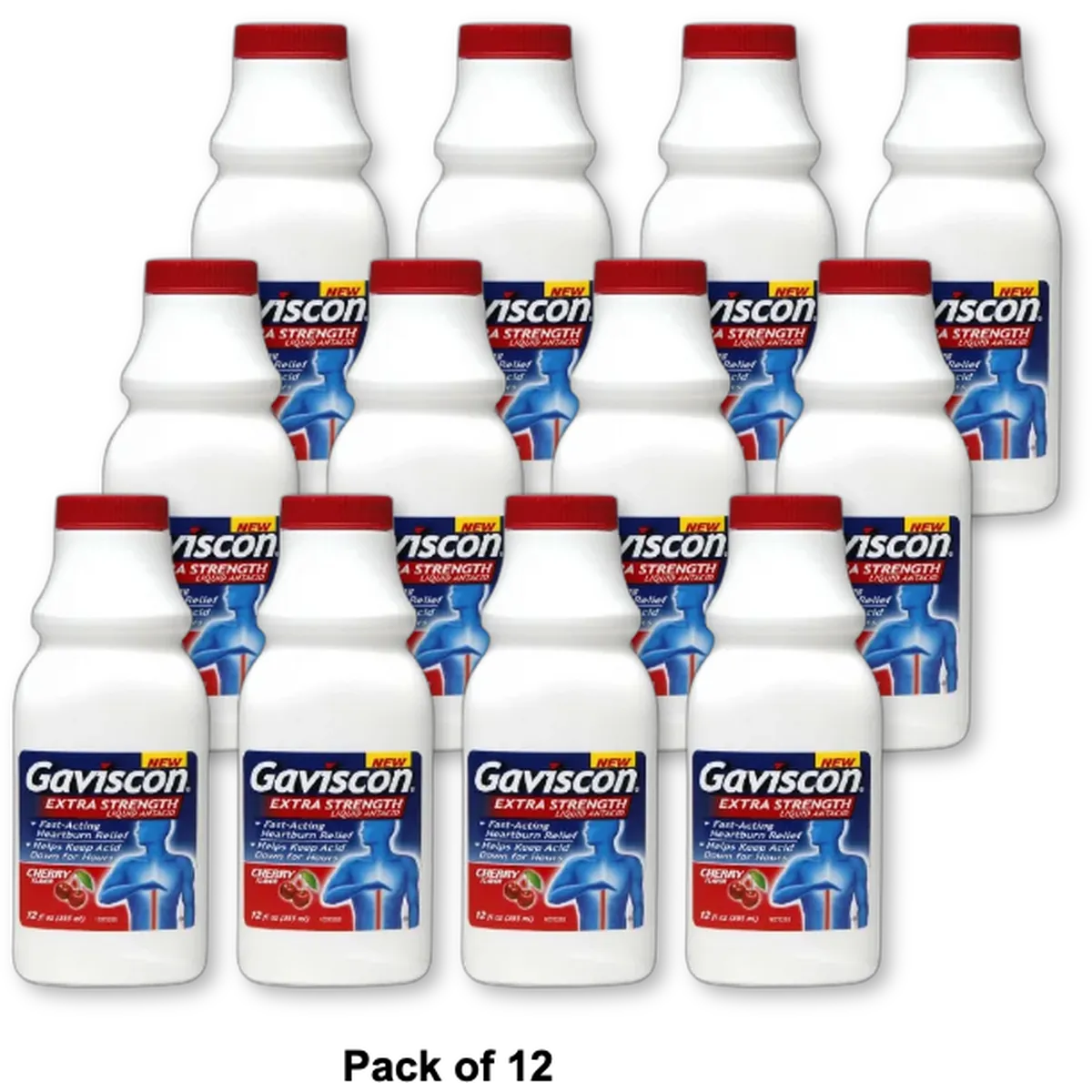 Gaviscon Extra Strength Liquid Antacid Cherry Flavor 12Oz (Pack of 12)