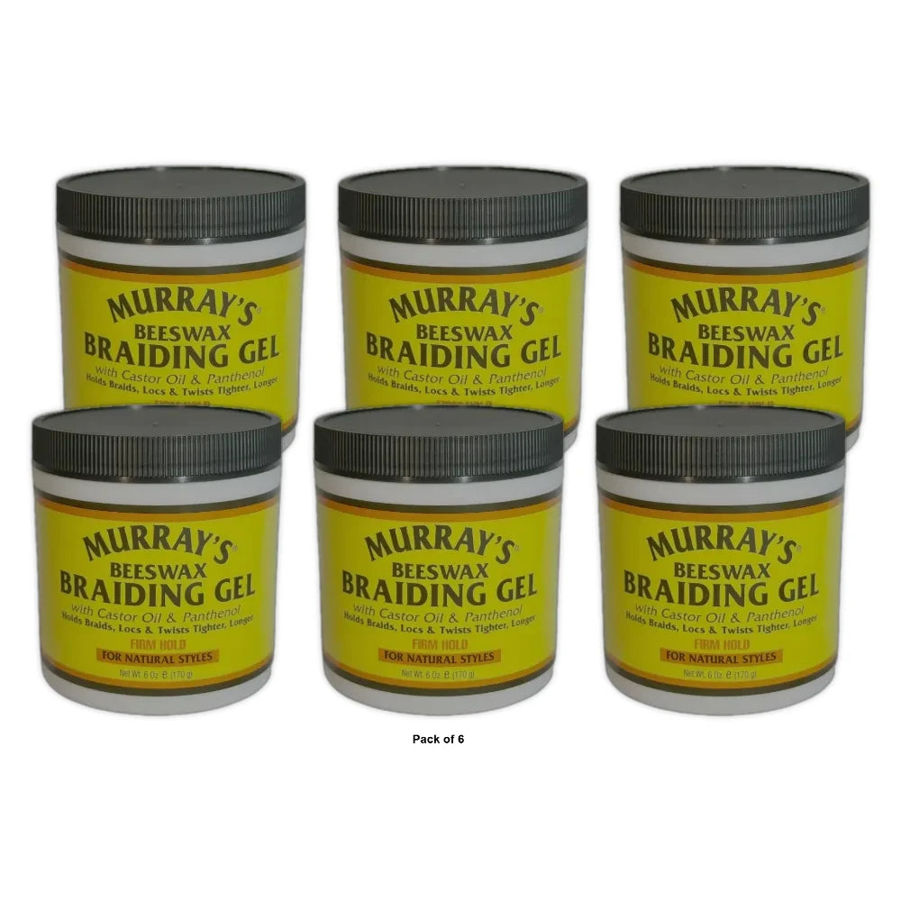 MURRAY S - Beeswax Braiding Gel FIRM HOLD 6 oz (Pack of 6)