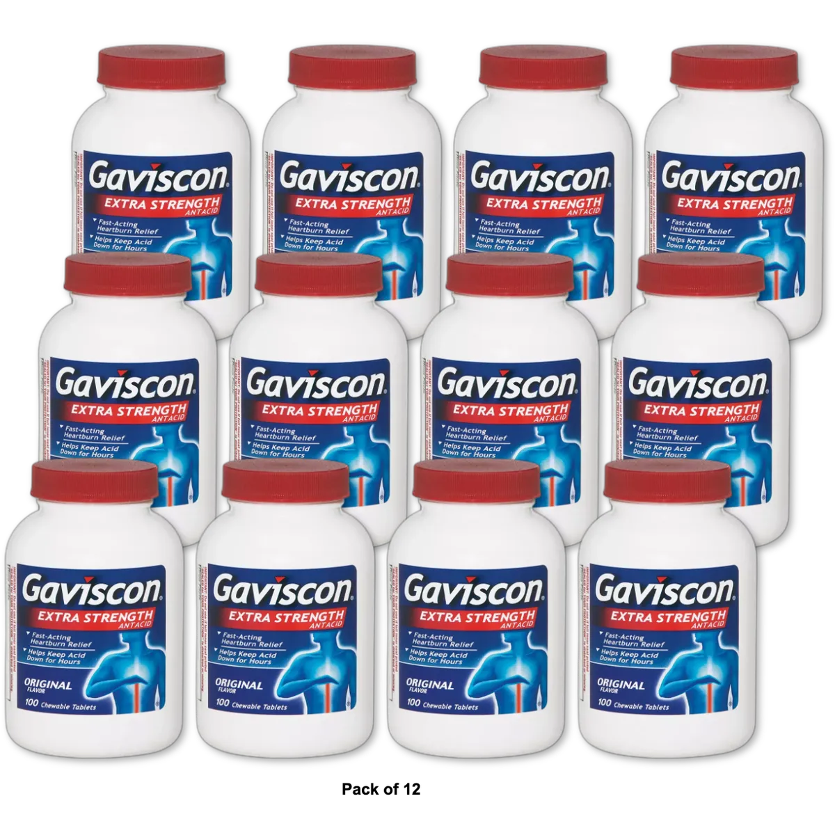 Gaviscon Extra Strength Tablets Original 12.8Oz (Pack of 12)
