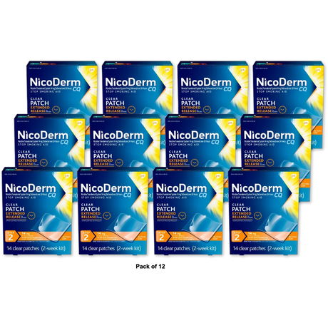 Nicoderm CQ Clear Nicotine Patch 14 Mg Stop Smoking Aid 1.76Oz (Pack of 12)