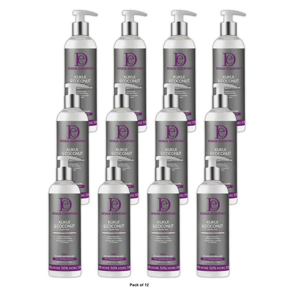 Design Essentials Kukui & Coconut Hydrating Leave-In Conditioner 12 oz - (Pack of 12)