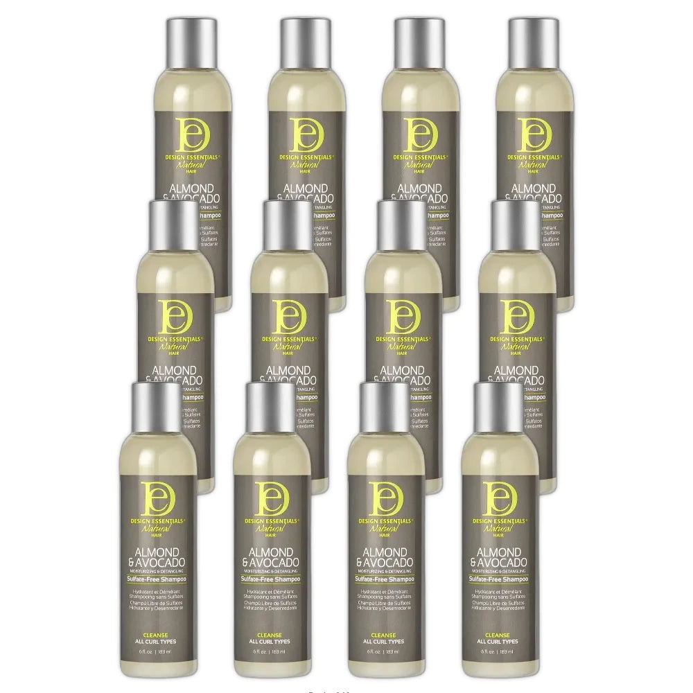 Design Essentials Natural Hair Almond Avocado Sulfate-Free Shampoo - Choose Size 6 Oz (Pack of 12)