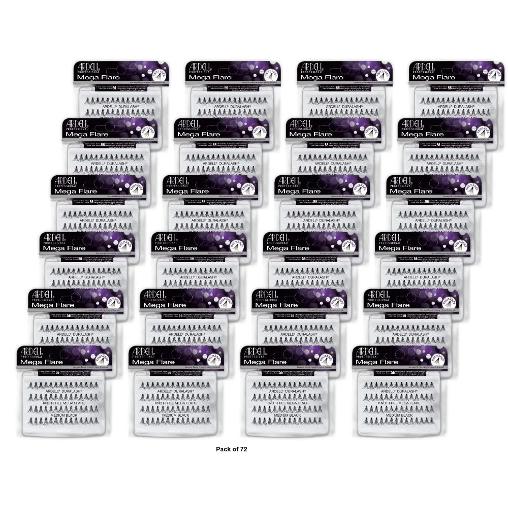 Ardell Knot-Free Mega Flare Lashes - Medium Black (Pack of 72)