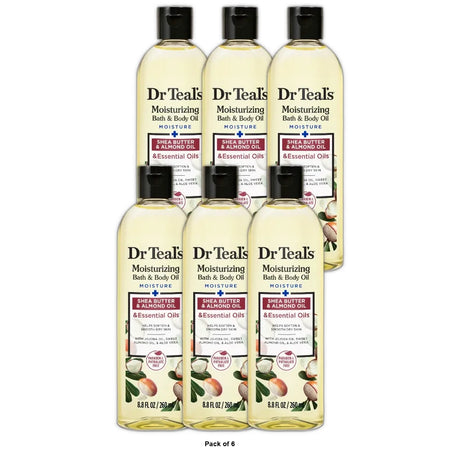 Dr Teal's Shea Butter & Almond Moisturizing Bath & Body Oil with Essential Oils 8.8. FI Oz (Pack of 6)