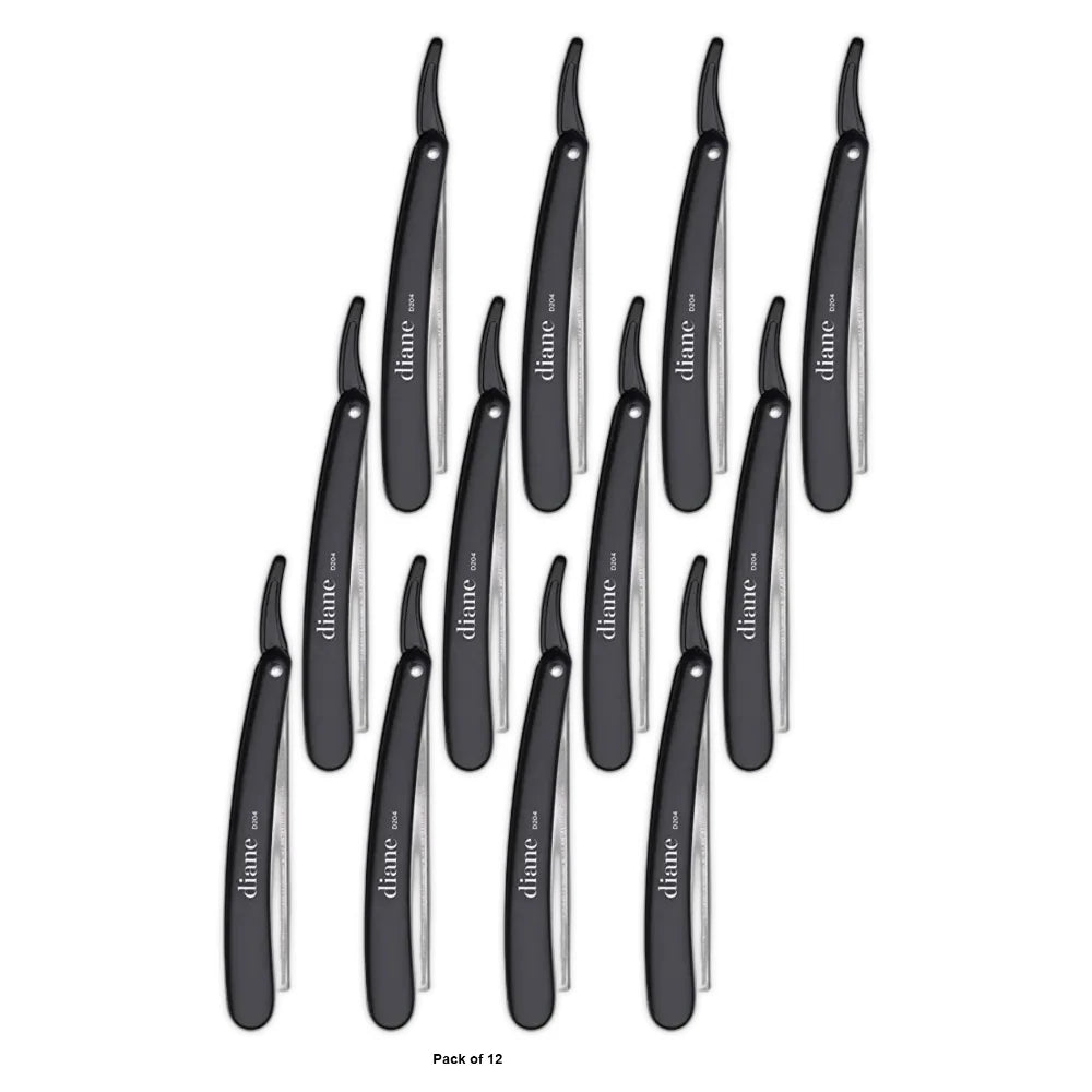 Diane Classic Straight Razor Included 2 Blades - Black D204 (Pack of 12)