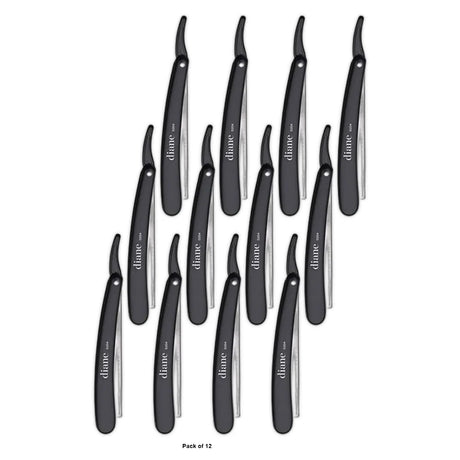 Diane Classic Straight Razor Included 2 Blades - Black D204 (Pack of 12)