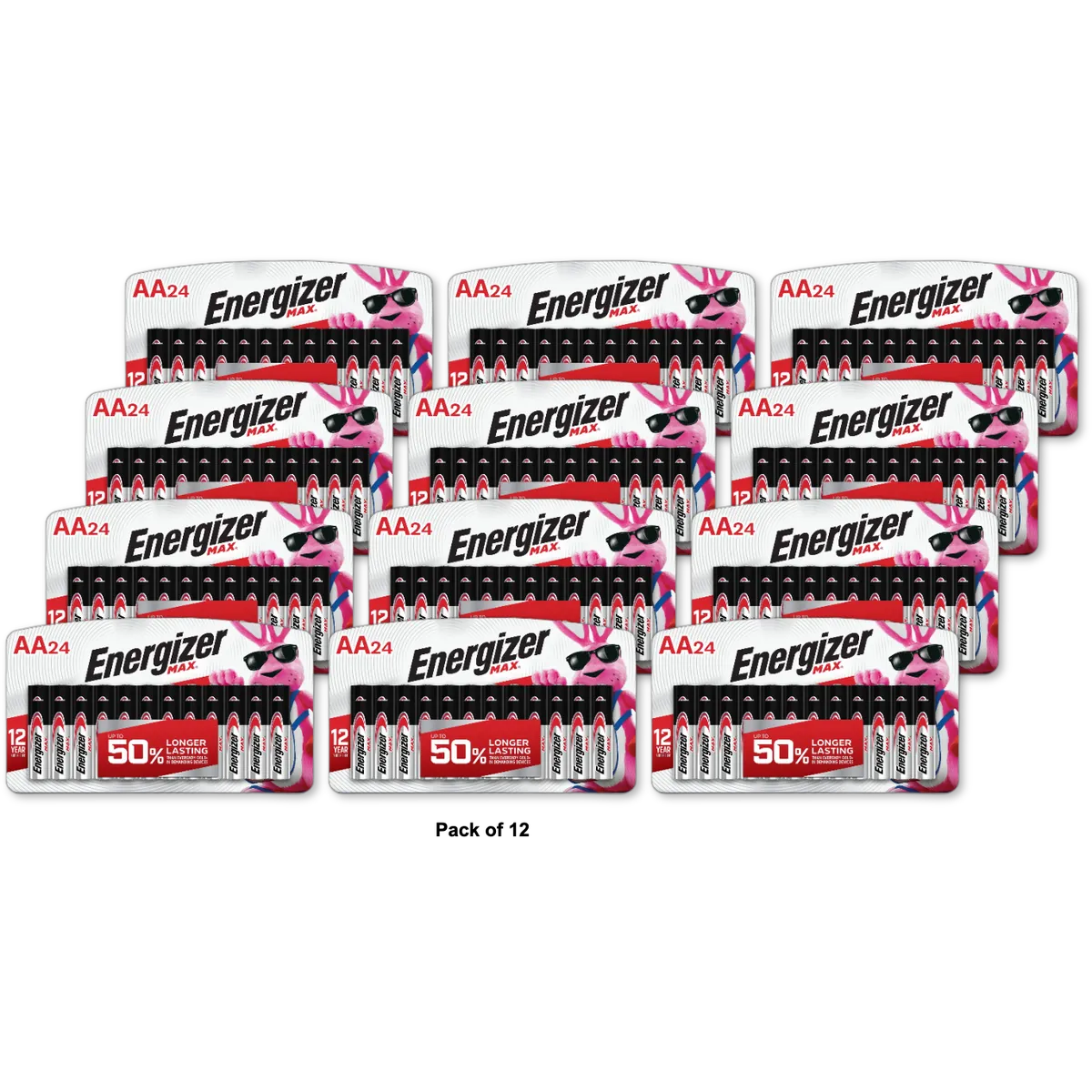 Energizer Max Alkaline 50% Long Lasting AA Battery 10Oz (Pack of 12)
