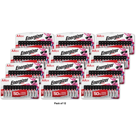 Energizer Max Alkaline 50% Long Lasting AA Battery 10Oz (Pack of 12)